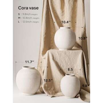 LE TAUCI Ceramic Rustic Vase, 9.8 Inch Minimalist Flower Vase, Farmhouse Tall Vase for Table, Living Room, Home Decor, Bathroom, Holiday, Wedding, Set of 1, Sandstone White