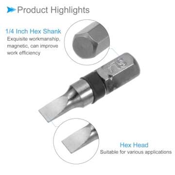 CoCud Slotted Screwdriver Bits, 4mm Head 25mm Length 1/4" Hex Shank, Steel Flat Head Screwdriver Bit - (Applications: for Automobile Repair), 8-Pieces