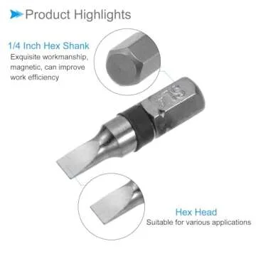CoCud Slotted Screwdriver Bits, 4mm Head 25mm Length 1/4" Hex Shank, Steel Flat Head Screwdriver Bit - (Applications: for Automobile Repair), 8-Pieces