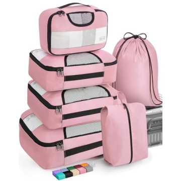Veken 6 Set Packing Cubes for Suitcases, Travel Organizer Bags in 4 Sizes for Carry on Luggage and E...