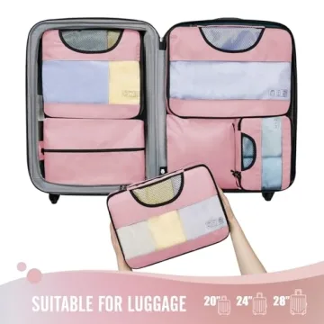 Veken 6 Set Packing Cubes for Suitcases, Travel Organizer Bags in 4 Sizes for Carry on Luggage and Essentials (Extra Large, Large, Medium, Small)