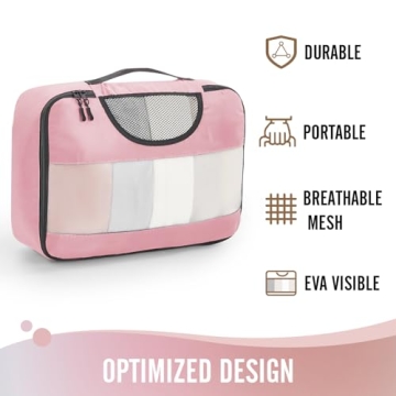 Veken 6 Set Packing Cubes for Suitcases, Travel Organizer Bags in 4 Sizes for Carry on Luggage and Essentials (Extra Large, Large, Medium, Small)