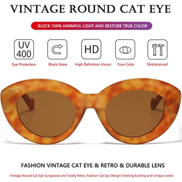 AIEYEZO Oversized Cat Eye Sunglasses for Women Cute Oval Thick Frame Cateye Sun Glasses Chic Retro Style Shades (Orange Leopard)