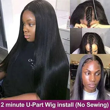 NvNvdij U Part Wigs Brazilian Human Hair Glueless 180% Density