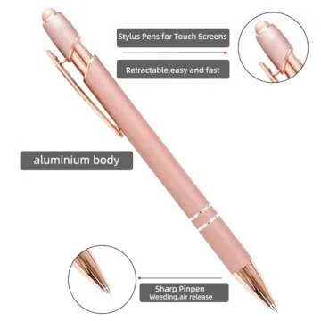aigHOMnE 2 Piece Weeding Pen Tool for Vinyl Craft, Precision Weeding Pin Pen Pinpen with 2refill Needle Point Air Release Pen tools Touch screen penl Retractable (Purple,Rose,2Refill)
