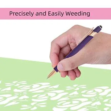 aigHOMnE 2 Piece Weeding Pen Tool for Vinyl Craft, Precision Weeding Pin Pen Pinpen with 2refill Needle Point Air Release Pen tools Touch screen penl Retractable (Purple,Rose,2Refill)