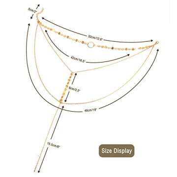 Suyi Stylish Layered Sequins Choker Necklace with Thin Long Chain Pendant for Women Lady A-Gold