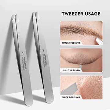 Professional Stainless Steel Slant Tweezers for Beauty
