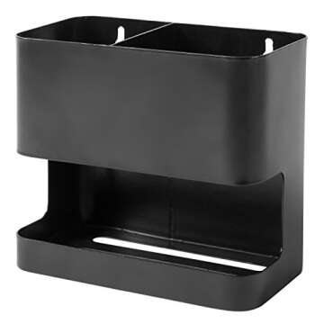 MyGift Black Metal Wall Mount Hair Tools Holder with 2 Slots, Salon Hair Styling Accessories Organiz...