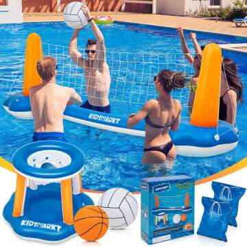 Pool Volleyball & Basketball Set for Family Fun