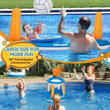 Pool Volleyball & Basketball Set for Family Fun