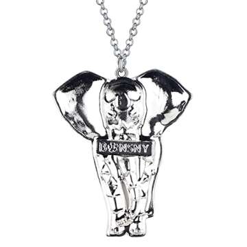 BONSNY Signature Africa Wildlife Collection SUNRISE Jungle Safari Wild Elephant Large Statement Enamel Pendant Necklace (Blue)