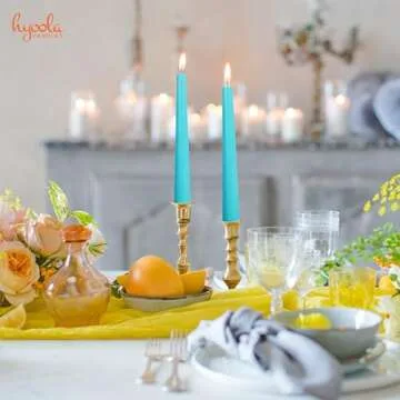 12 Pack Tall Taper Candles - 12 Inch Light Blue - Turquoise Dripless, Unscented Dinner Candle - Paraffin Wax with Cotton Wicks - 10 Hour Burn Time