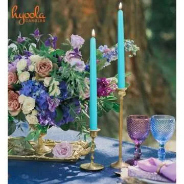 12 Pack Tall Taper Candles - 12 Inch Light Blue - Turquoise Dripless, Unscented Dinner Candle - Paraffin Wax with Cotton Wicks - 10 Hour Burn Time