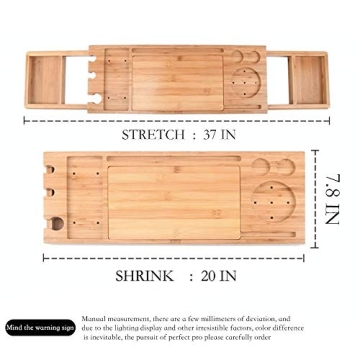JinGarss Bamboo Bathtub Tray Caddy - Expandable Luxury Organizer