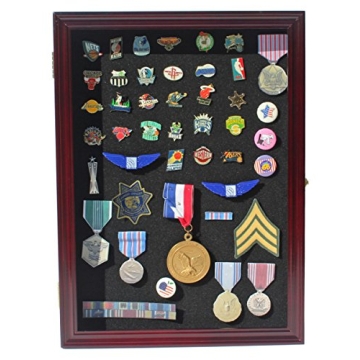 DisplayGifts Medal Lapel Pin Shadow Box Display Case Holder Cabinet