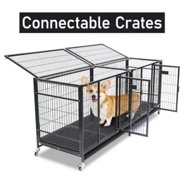 Homey Pet Heavy Duty Dog Crate with Wheels and Tray