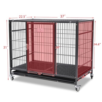 Homey Pet Heavy Duty Dog Crate with Wheels and Tray