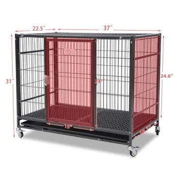 Homey Pet Heavy Duty Dog Crate with Wheels and Tray