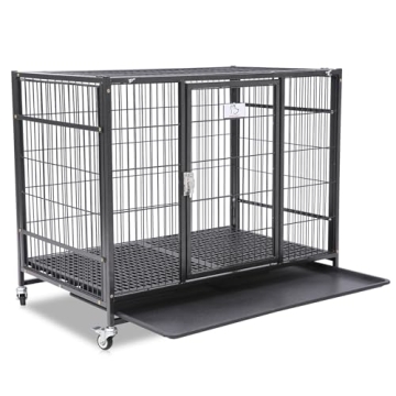 Homey Pet Heavy Duty Dog Crate with Wheels and Tray