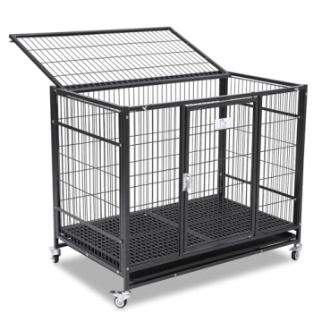 Homey Pet Heavy Duty Dog Crate with Wheels and Tray