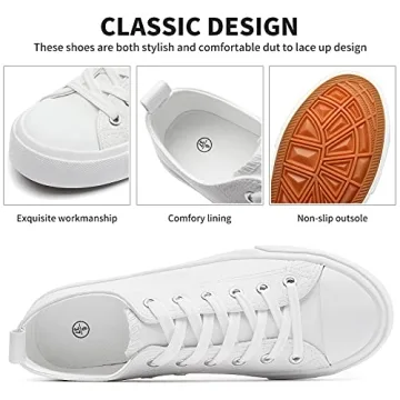 FRACORA Women’s Stylish Comfortable White Tennis Shoes