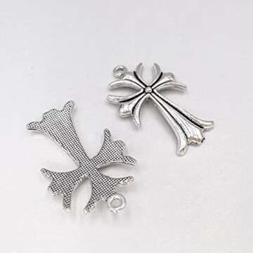 ZeaLian 25Pcs Gothic Big Cross Charms Silver Plated Alloy for Jewelry Making Choke Bracelet Necklace Earring Pendant Key Chains Craft Supplies DIY Accessories