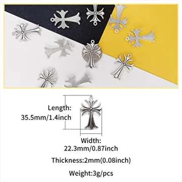 ZeaLian 25Pcs Gothic Big Cross Charms Silver Plated Alloy for Jewelry Making Choke Bracelet Necklace Earring Pendant Key Chains Craft Supplies DIY Accessories