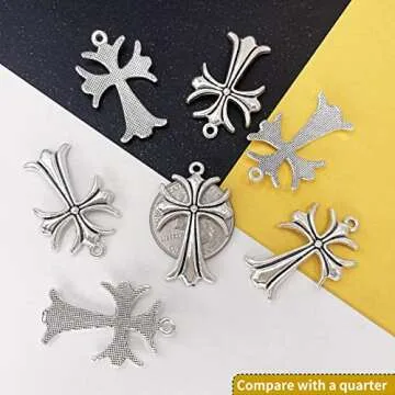 ZeaLian 25Pcs Gothic Big Cross Charms Silver Plated Alloy for Jewelry Making Choke Bracelet Necklace Earring Pendant Key Chains Craft Supplies DIY Accessories