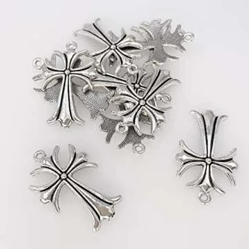 ZeaLian 25Pcs Gothic Big Cross Charms Silver Plated Alloy for Jewelry Making Choke Bracelet Necklace Earring Pendant Key Chains Craft Supplies DIY Accessories