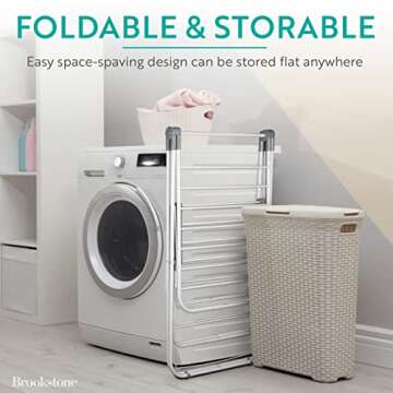 Brookstone Extra Large 2 Tier Collapsible Clothes Drying Rack, No Assembly, Indoor/Outdoor