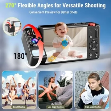 ZEOUPT 4K 64MP Camera for Beginners with 270° Flip Screen