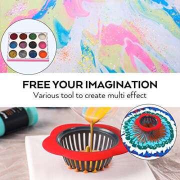 Nicpro 39 Colors 2oz Acrylic Pour Paint Supplies Kit, Pre-Mixed Pouring Paint High Flow Painting Bulk Set for Beginner DIY, with Canvas, Wood Slices, Pouring Oil, Tools, Gloves, Strainer, Cups