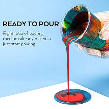 Nicpro 39 Colors 2oz Acrylic Pour Paint Supplies Kit, Pre-Mixed Pouring Paint High Flow Painting Bulk Set for Beginner DIY, with Canvas, Wood Slices, Pouring Oil, Tools, Gloves, Strainer, Cups