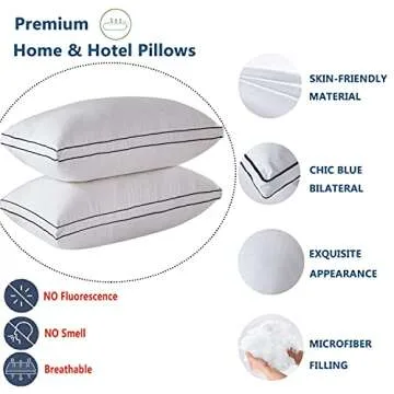 Gehannah Bed Pillows for Sleeping(2 Pack), Luxury Plush Soft Pillow with Home and Hotel, Breathable Microfiber Cover Skin-Friendly Pillows for Side Back Sleepers