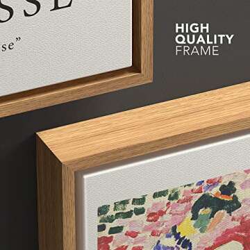 wall26 Framed Canvas Print Wall Art La Japonaise Flower Garden by Henri Matisse Historic Cultural Illustrations Fine Art Chic Scenic Colorful for Living Room, Bedroom, Office - 16x24 Natural