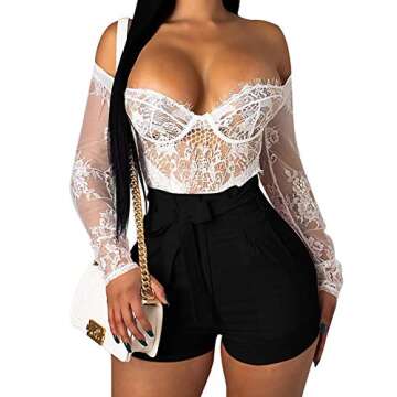 GOBLES Women's Summer Casual Shorts with Ruffle Bow Tie