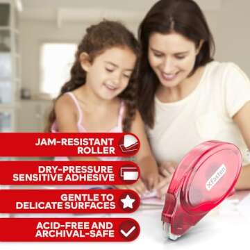 XFasten Adhesive Roller for Scrapbooking, 8mm x 30ft 8-Pack Double Sided Glue Tape Roller, Scrapbook...