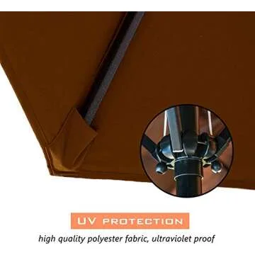 LOKATSE HOME 15 Ft Double Sided Outdoor Umbrella Rectangular Large with Crank for Patio Shade Outside Deck or Pool, Brown