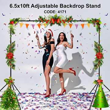 LINCO Lincostore Backdrop Support Stand Kit 10x6.5ft Adjustable Photography Studio Photo Background ...