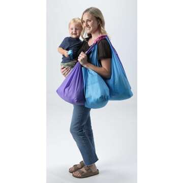 Ultimate Click & Carry Reusable Grocery Bag Carrier - Comfortable Gel Padding for Hands-Free Shoppin...