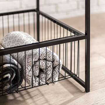 ZINUS 20 Inch Dane Side Storage Basket End Table, Easy Assembly, 20 in x 20 in x 20 in, Red Mahogany Wood Grain