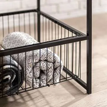 ZINUS 20 Inch Dane Side Storage Basket End Table, Easy Assembly, 20 in x 20 in x 20 in, Red Mahogany Wood Grain