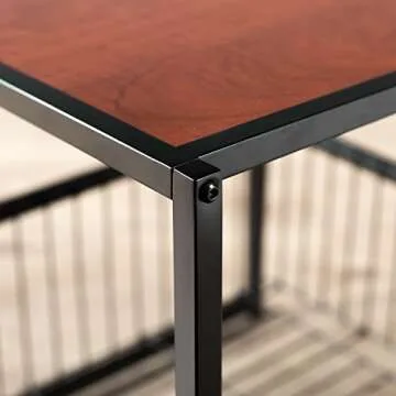 ZINUS 20 Inch Dane Side Storage Basket End Table, Easy Assembly, 20 in x 20 in x 20 in, Red Mahogany Wood Grain