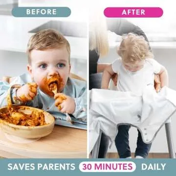 BIBaDO - Long Sleeve Baby Bibs - Babies & Toddlers 6-36 Months - Coverall Baby Led Weaning Bib - Easy Wipe, Soft & Waterproof