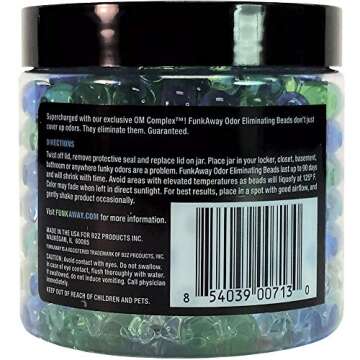 FunkAway Odor Eliminating Beads, 12 oz., Supercharged Odor Absorbing Beads for the House, Car or Gym...