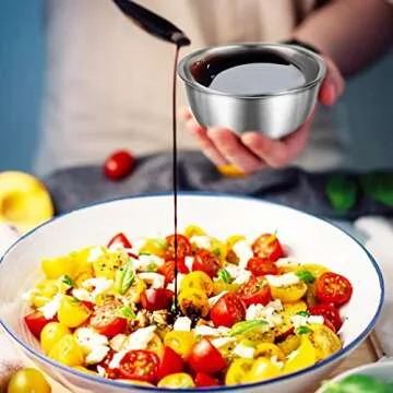 Qefuna Salad Dressing Container to go, 6 x 1.7 oz Stainless Steel Condiment Containers, Leakproof Silicone Sauce Containers, Small Reusable Containers with Lids for Lunch Box Picnic Travel