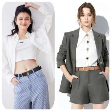 UnFader Pack 3 Women Belts for Jeans Pants, Fashion Gold Buckle Leather Belts