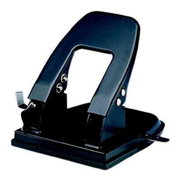 Charles Leonard 2 Hole Paper Punch, 3-1/8in Centers, 30 Sheet Capacity, Black, (90228)