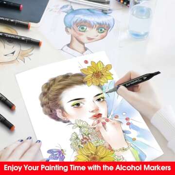Hyrrt 80 Colors Dual Tips Alcohol Markers, Permanent Sketch Art Markers Pens Set with Pen Holder for Kids Adults Coloring,Painting, Sketching, Illustrations
